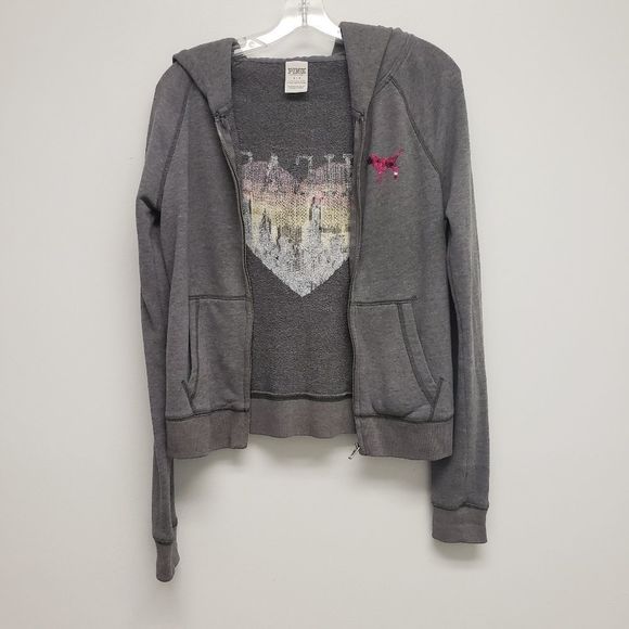 PINK Victoria's Secret Chicago Destination Skyline Bling Hoodie Size Small - Picture 3 of 13